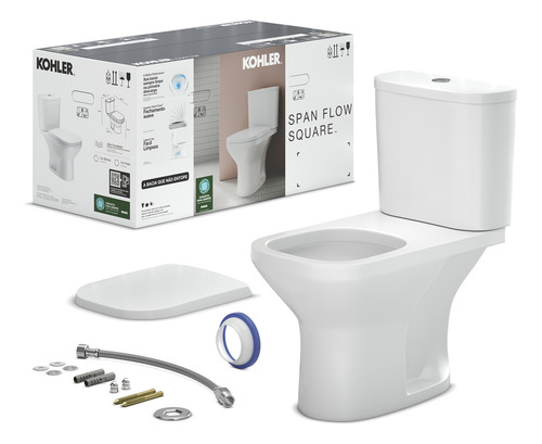 Bacia Vaso Sanitário Kohler Span Flow Square Caixa Acoplada Cor Branco