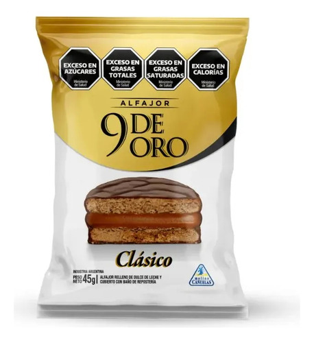 Alfajor Clásico Dulce De Leche 9 De Oro 45g