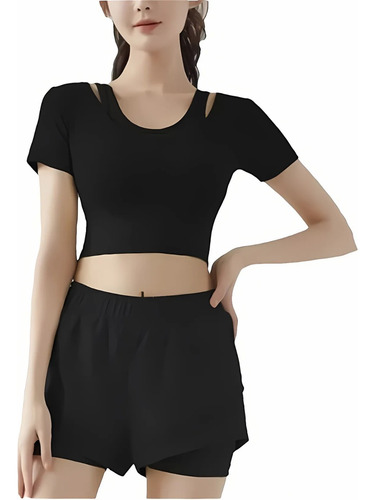 Top Deportivo De Mesh Manga Corta Transpirable Para Mujer