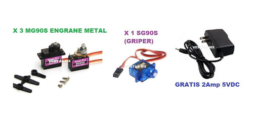 Brazo Robot Diy Incluye 4 Servos+arduino Uno 100% Envio Grat
