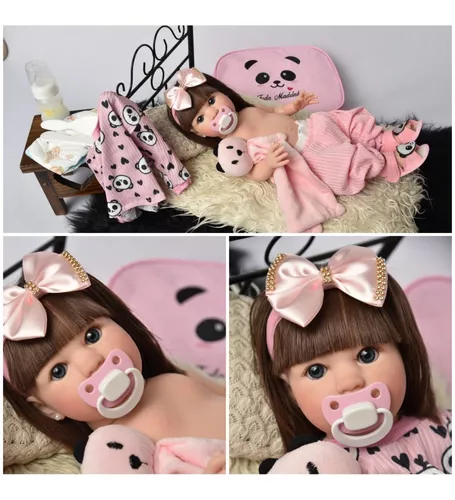 Boneca reborn pandinha bebe reborn menina pijama fofa