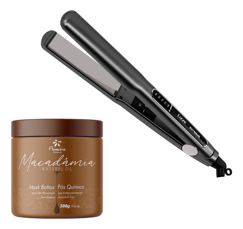 Plancha Lizze Extreme + Máscara Floractive Macadamia 500gr Gris