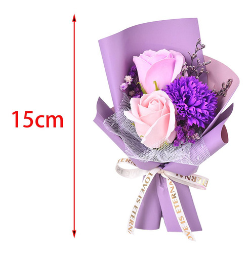 Mini Ramo De Flores De Jabón, Ramo De 15cm Papel Violeta