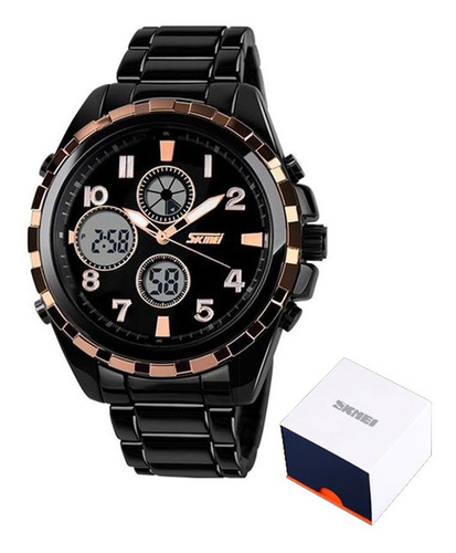 Reloj Hombre Malla Acero Skmei 1021 - Cronometro - Dual