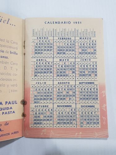 Imagen 3 de 9 de Antiguo Almanaque De Bolsillo 1951 Ceras Paul Mag 58835