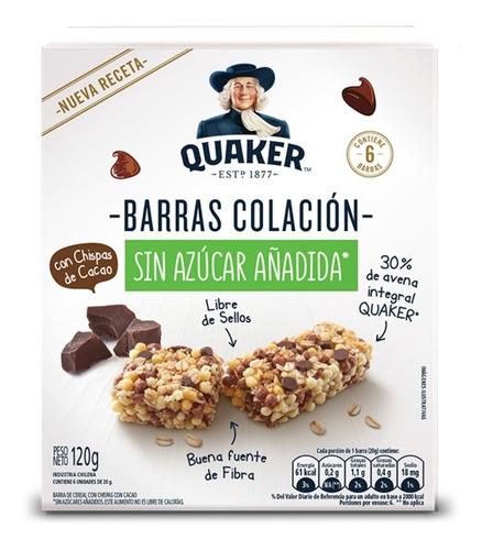 Caja Barras Quaker Chispas De Chocolate 6x20g