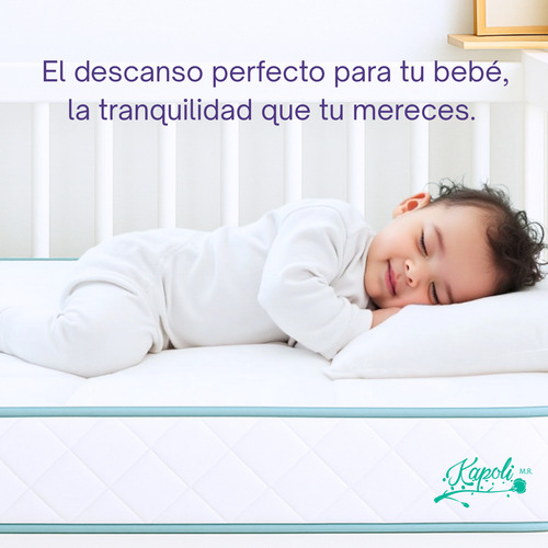 Colchón Para Cuna Corral Impermeable Bambú 145 X 95 X 10 Cm Blanco Y Celeste