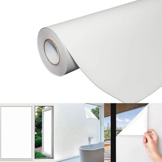 Película Adesiva Jateada Banheiro Porta Vidro Lavável 10mx1m Cor Branco Semi Blackout