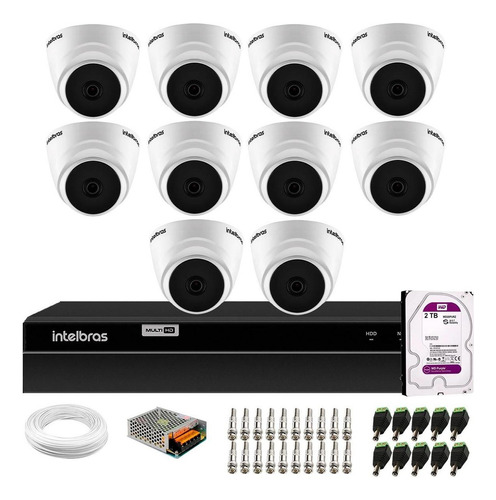 Kit 10 Câmeras Vhl 1220 D Full Hd 1080p Dvr Mhdx 1216 2tb