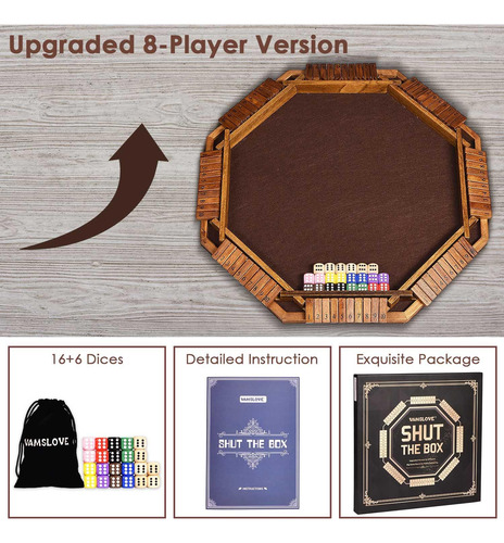 Juego De Dados Vamslove Shut The Box Para 8 Jugadores