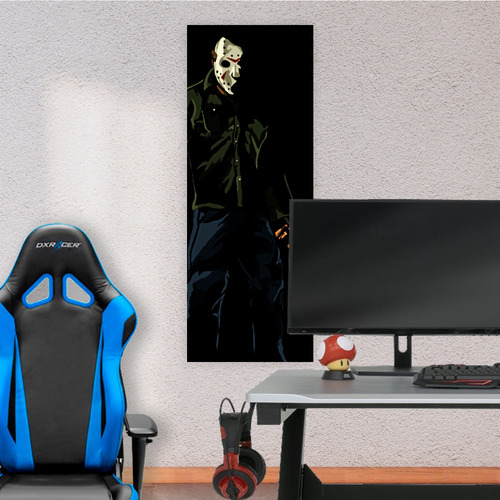 Cuadro Grande 30x80 Cm Terror Jason Dibujo Animeras