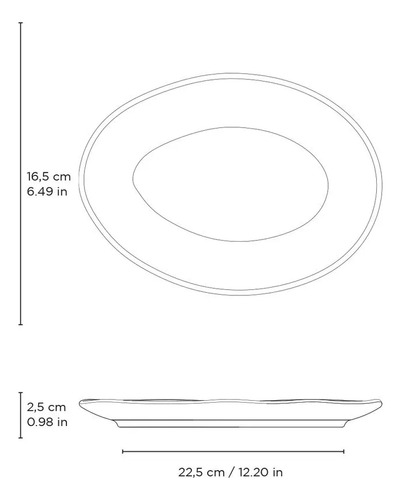 Conjunto De 6 Pratos De Sobremesa Oval Avant Garde 16,5cm Orgânico Echo Porto Brasil 15414118601