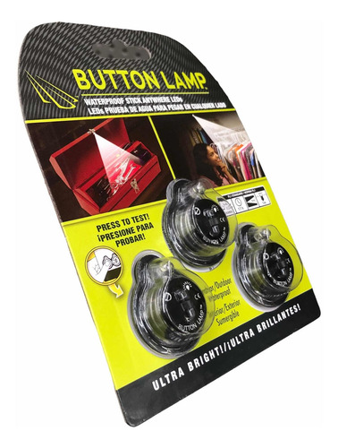 3x Mini Lámpara Botón Luz Led 6000k C/ Interruptor Encendido