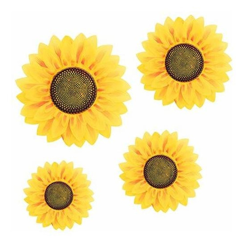 4 Piezas Extraíbles Calcomanías De Pared 3d Girasol Etiqueta