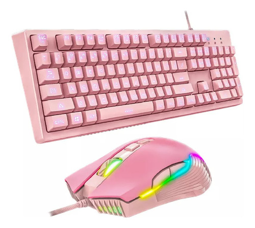 Kit De Teclado Y Mouse Onikuma G25+cw905 Membrana Rosado
