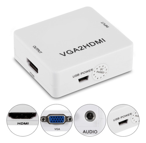 Convertidor Mini Vga A Hdmi, 1080p, Vga2/hdmi, Adaptador Par