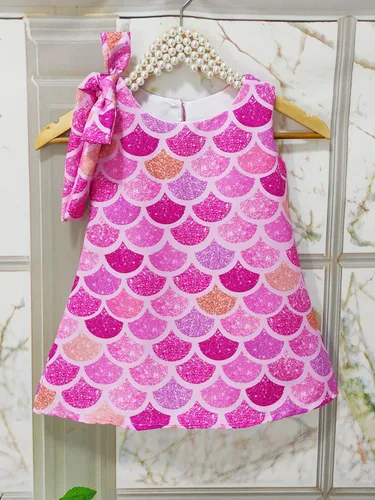 Vestido Escama De Sereia Rosa Trap zio Tem tico Regata