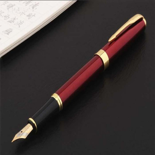 Pluma Fuente Acero Inoxidable, Mxarw-008, 2pzas, 0.5mm Punta Tinta Verde Exterior Rojo/dorado
