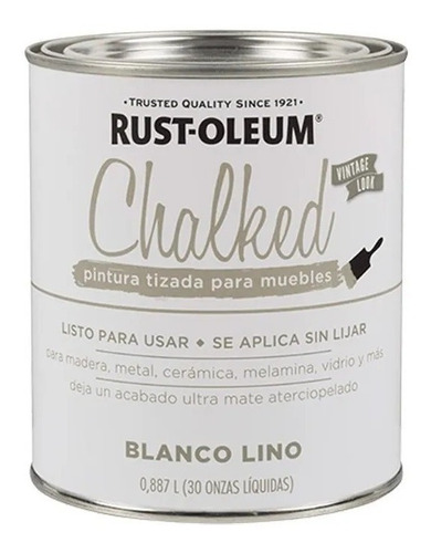 Pintura Tizada Chalked Rust Oleum Blanco Lino 0.887ml K37