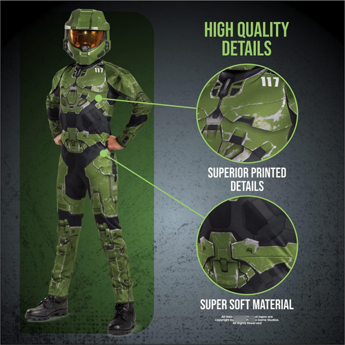 Overol Halo Infinite Master Chief Para Niños Talla L Verde N