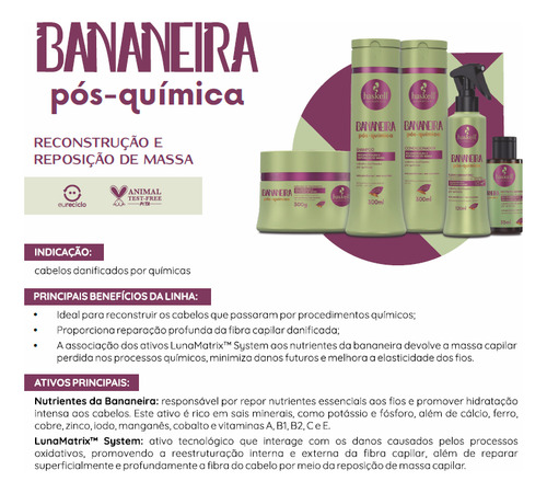 Shampoo Bananeira Tratamento Pós Química Haskell 300ml