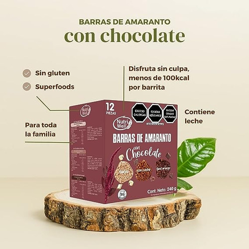 Nutriwell Mix Barras De Amaranto Y Chocolate 240 Gr