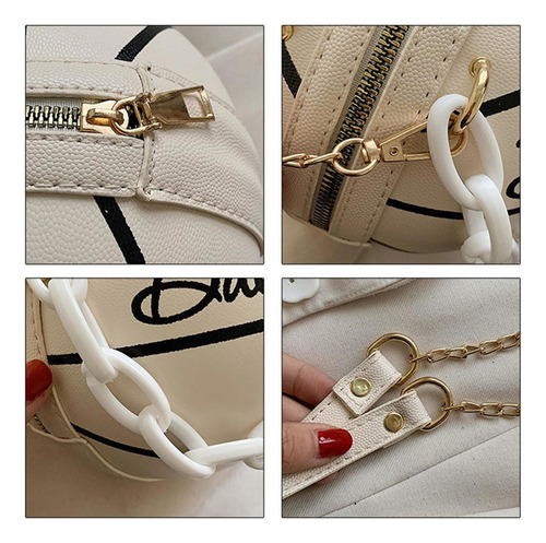 Bolso De Baloncesto Para Mujer, Cuero Redondo Gráfico Con