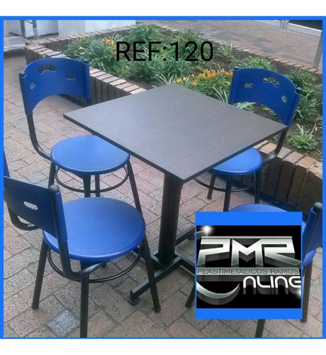 Juego De 4 Sillas Plastica Mesa Madera Para Restaurante Bar