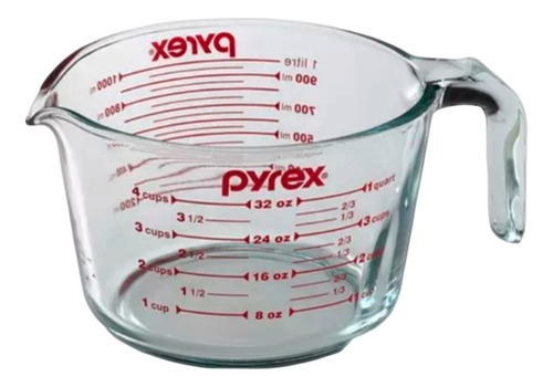 Jarra Medidora 1lt Pyrex 15cm Vidrio Horno Importado 143901