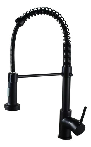 Llave Monomando Negro Para Fregadero Con Resorte Lujo Negro/mate