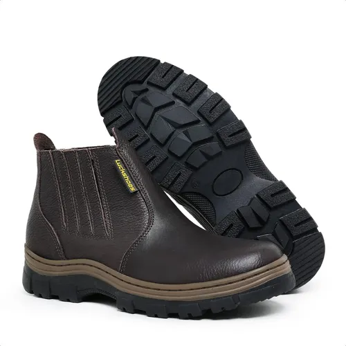 Bota Botina Em Couro Trabalho Ou Passeio Conforto Resistente