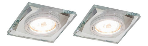 2 Spot Embutir Quadrado Cristal Espelhado Quarto Mr16 Ac619 Cor Vidro transparente 110V/220V (Bivolt)