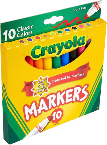 Crayola - 10 Marcadores Plumones Clasico