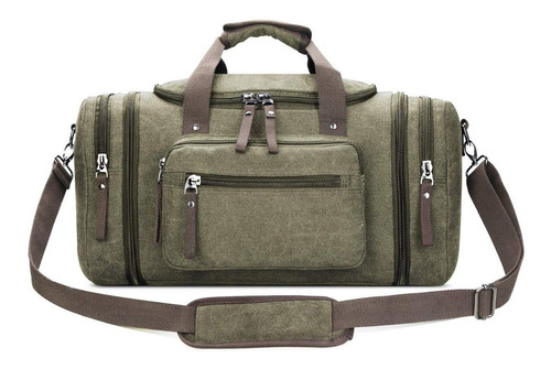 Bolso Maleta De Viaje Lona Verde Aventura Acampar Mochilero