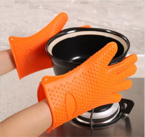 Juego de manoplas y agarraderas para horno - Manoplas para horno de silicona  extralargas, guantes pa JAMW Sencillez