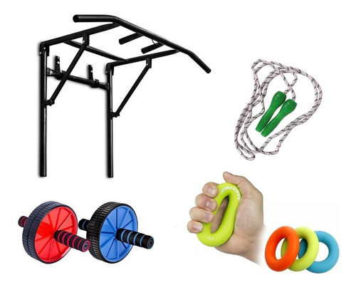 Barra Plegable + Rueda + Lazo5mt + Aro Tensor Gym Casa Promo