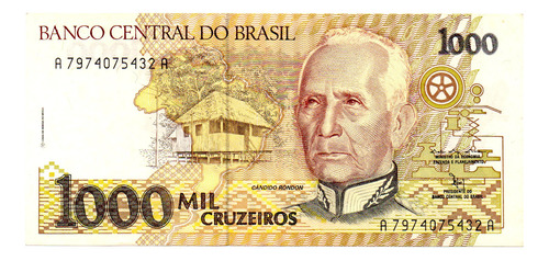 Billete Brasil 1000 Cruzeiros, Pick 231b, Año 1991 Mb