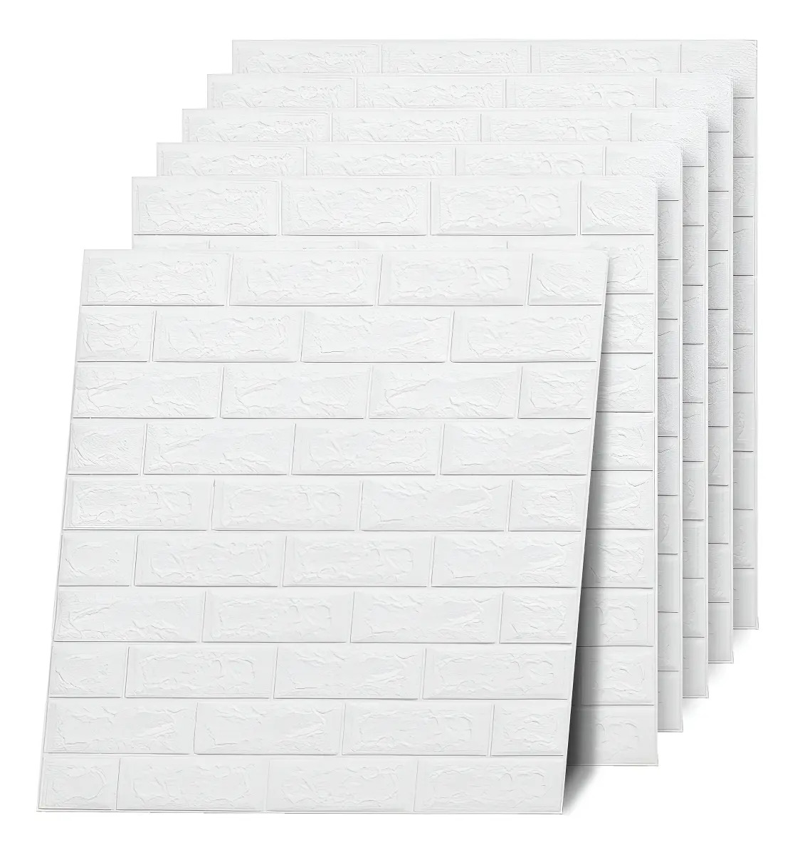 Placa 3D Autoadhesiva Vinilo Decorativo Pared Interior Pack X 10 Lifewall Revestimiento Acústico Antigolpes Flexible Color LEE11-1Cx10 Classical Brick Blanco