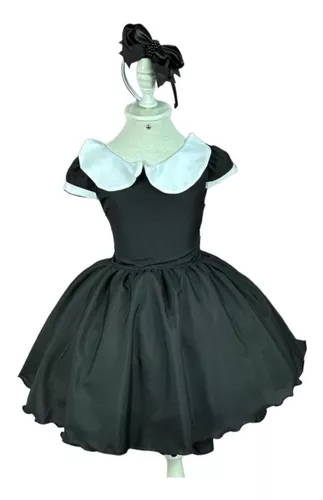 Fantasia Wandinha Familia Addams Vestido Preto Feminino Luxo