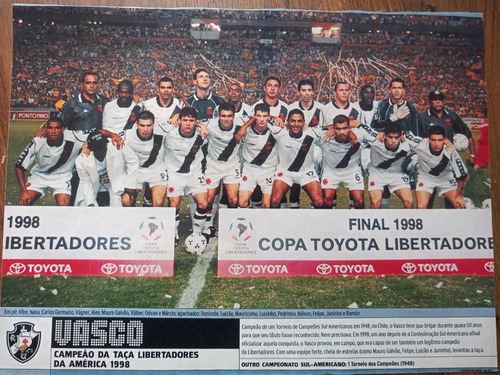Poster Do Vasco Camp Da Taça Libertadores America 1998 27x20