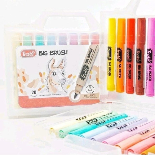 Imagen 2 de 5 de Marcador Punta Pincel Trabi Big Brush Estuche X20