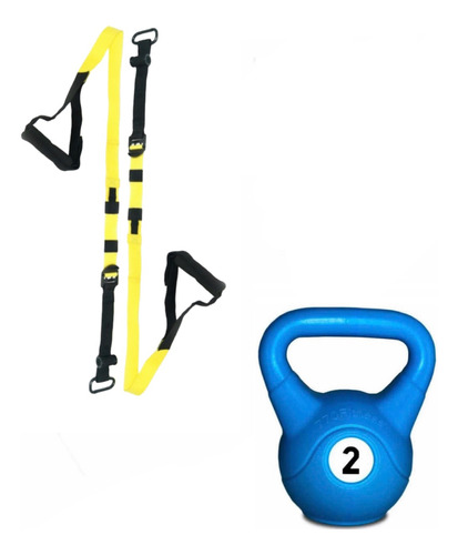 Banda Suspension Trx Fitness Gym + Pesa Rusa De 2kg 