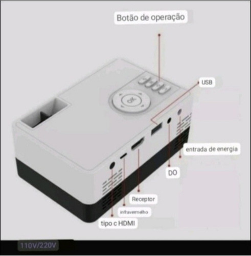 Mini Projetor Led J15 Pro Salange 480 X 360p 2000 Lumens Cor Branco