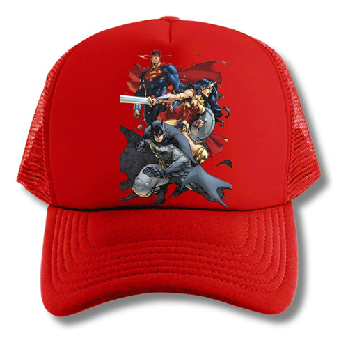 Gorra Batman Superman Wonder Woman Series Geek Red Truckers