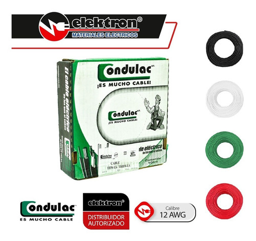 Imagen 2 de 7 de Caja 100 Mts Cable Blanco Thw Cal 12 Awg 100%cobre Condulac
