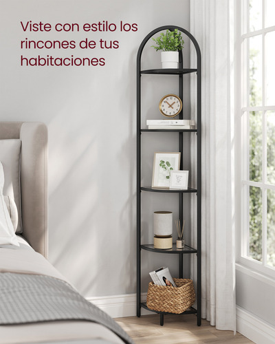 Estantería De Esquina Librero Vasagle Con 5 Niveles Organiza Color Negro