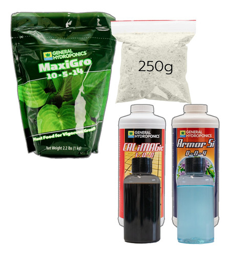 Kit De Cultivo Maxi Grow 250 G + Armor Si + Calimagic 120 Ml