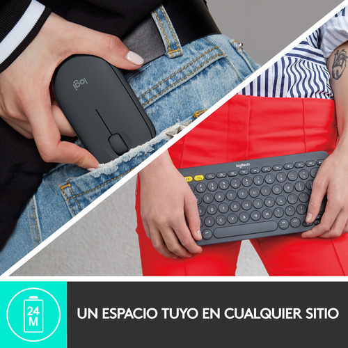 Combo Logitech Mouse M350s+teclado Bt K380s+totebag Grafito