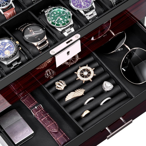 Funda De Reloj Anwbroad 12 Para Hombre, Caja De Reloj Con...