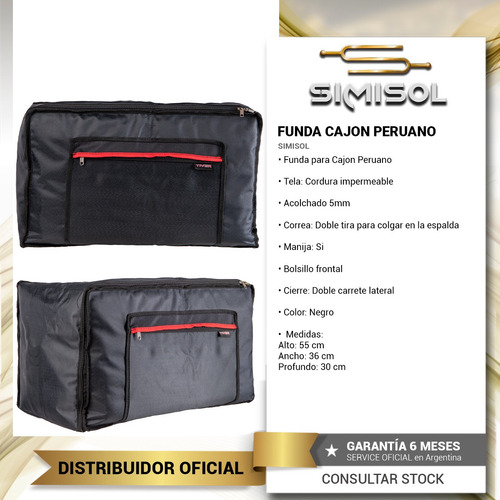 Imagen 2 de 6 de Funda Cajon Peruano Flamenco Acolchada Doble Correa Mochila